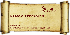 Wimmer Annamária névjegykártya